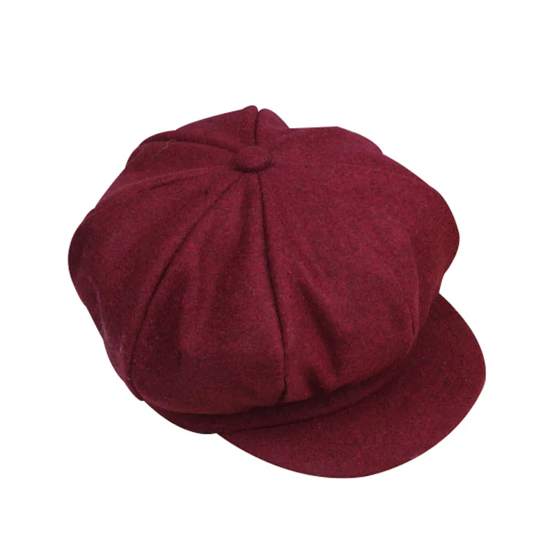 Милая шерстяная детская шапка восьмиугольная регулируемая в стиле ретро для