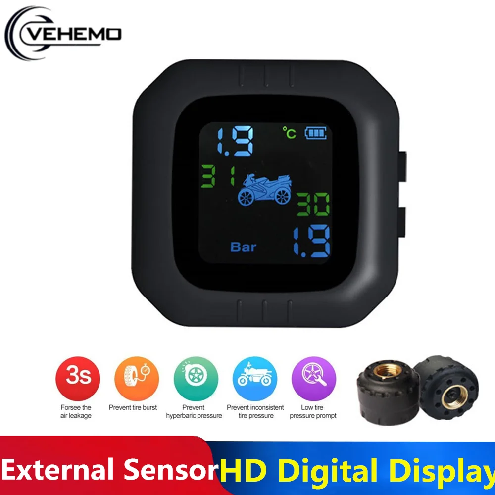 Система контроля давления в шинах с ЖК дисплеем 2 шт.|Сигнализация для мотоцикла| |