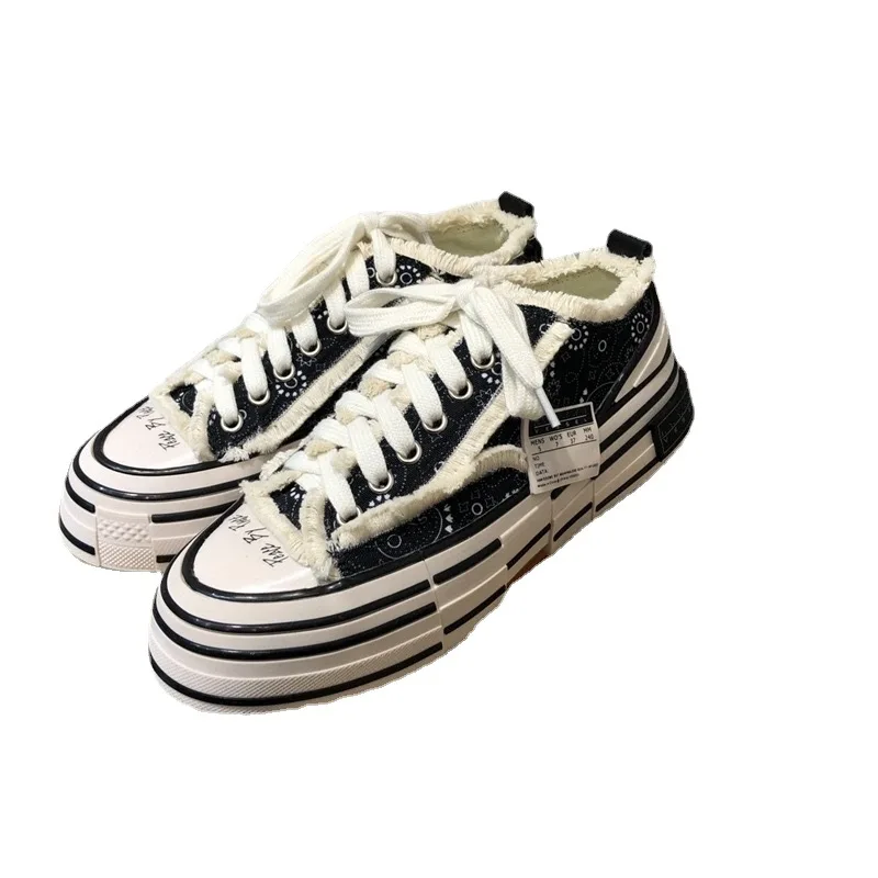 

Women shoes luxury brand high quality casual canvas female heighten thick-soled lace-up platform shoes for women