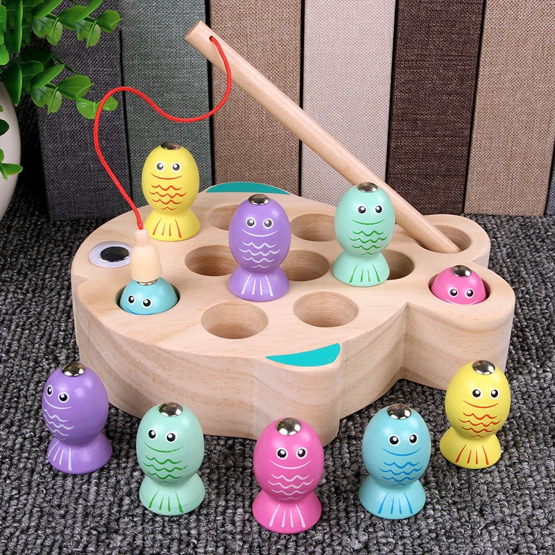 Деревянные детские Магнитные игры раннее образование пара Alpinia Catch Рыба игрушки Go