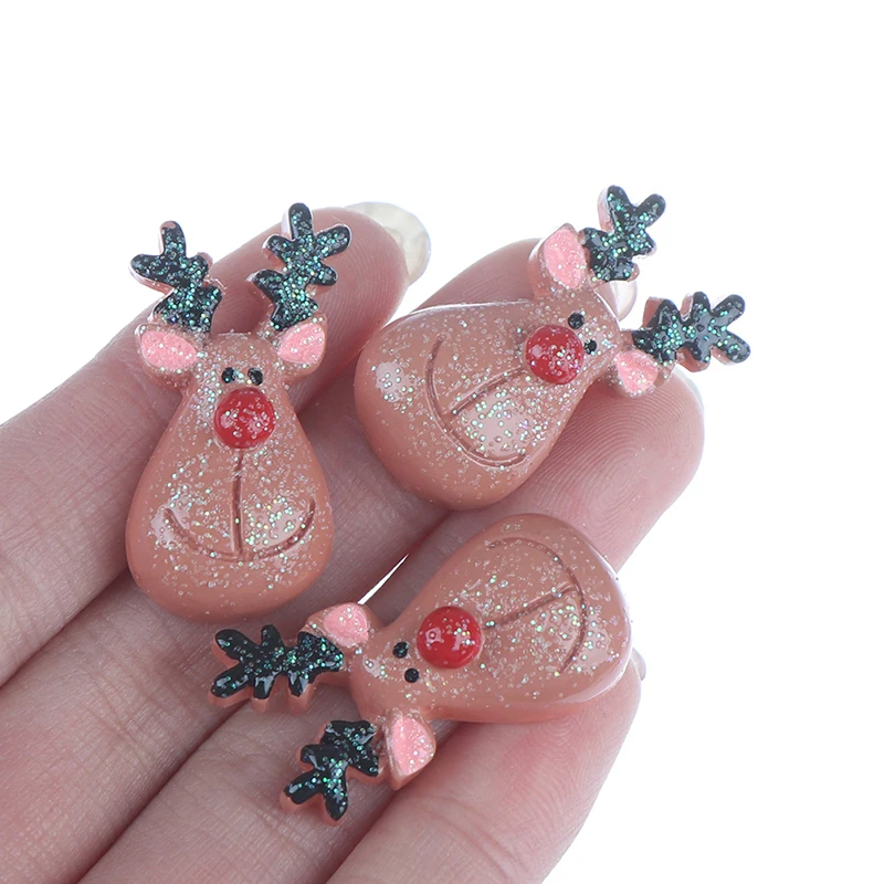 10 шт. Кабошон из смолы с плоским основанием блестящий Рождественский олень