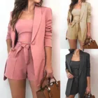 Осенний женский костюм, блейзер с длинным рукавом и брюки, костюм для офиса, женский спортивный костюм из трех предметов, жилет, жакет, Блейзер, пальто