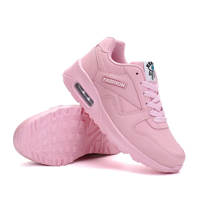 Кроссовки женские из ПУ кожи дышащие на шнуровке повседневная обувь весна-осень