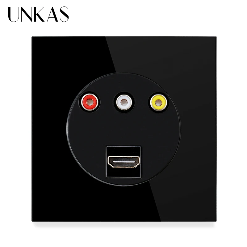 UNKAS HDMI-совместимый с 2 0 Видео L/R FL + FR каналы порт 86 мм * Настенная стеклянная панель