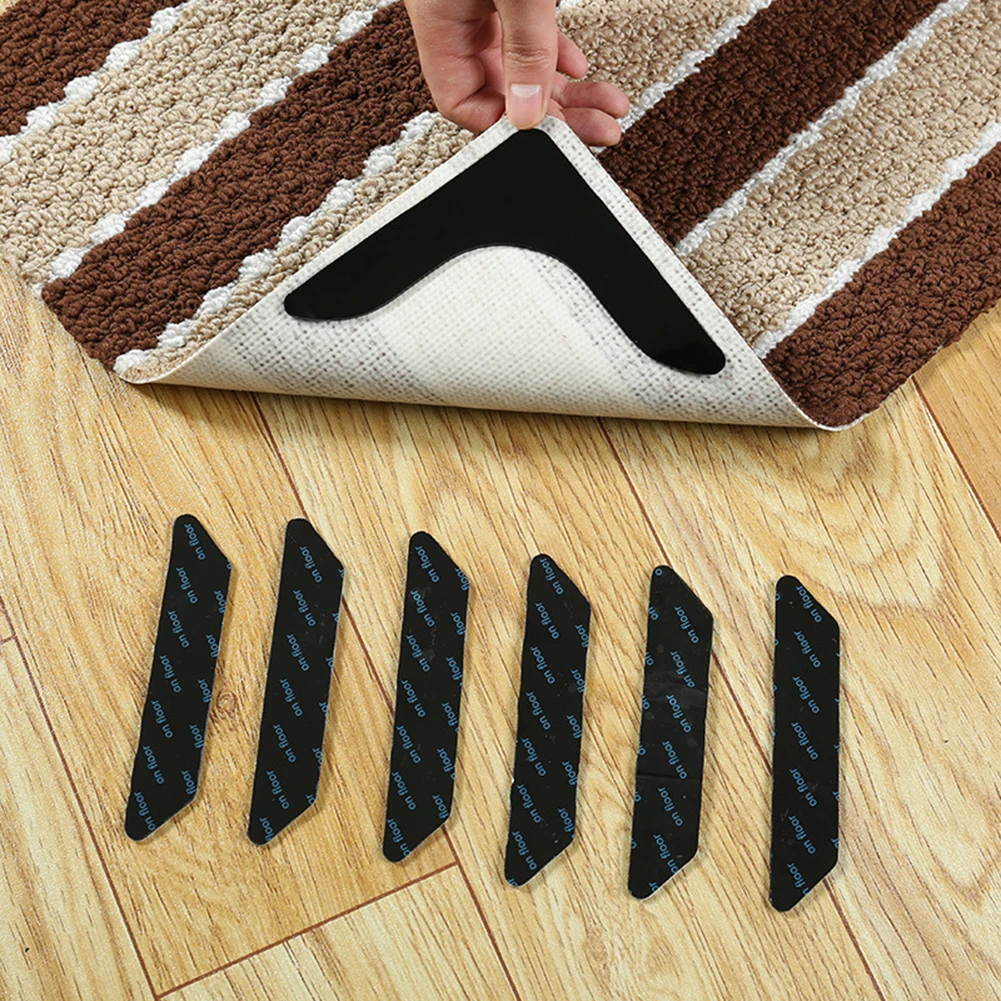 

8Pcs Anti Skid Rug Carpet Mat Non Slip Grip Small Corners Triangular Pad Washable Removable Strong Adhesive Stopper Tape Sticker