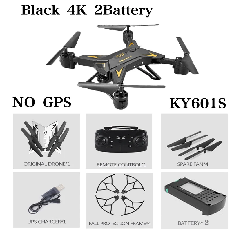 Black 4K 2B Новое поступление Дрон с GPS Квадрокоптер 2000 метров расстояние управления RC вертолет Дрон с 5G 4K HD камера складной KY601G KY601S - Цвет: Black 4K 2B