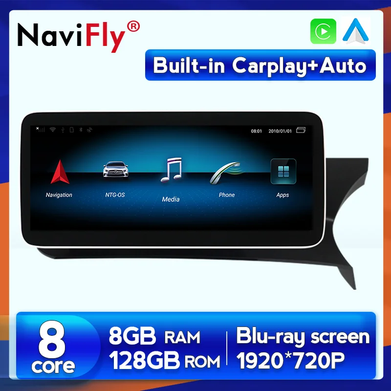 

NaviFly Android 10 8+128G Car Multimedia For Mercedes Benz C Class W204 NTG 4.5 Player GPS Navigation Carplay WIFI 4G LTE