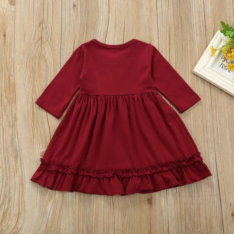 Детское платье для новорожденных девочек детское с длинными рукавами и оборками