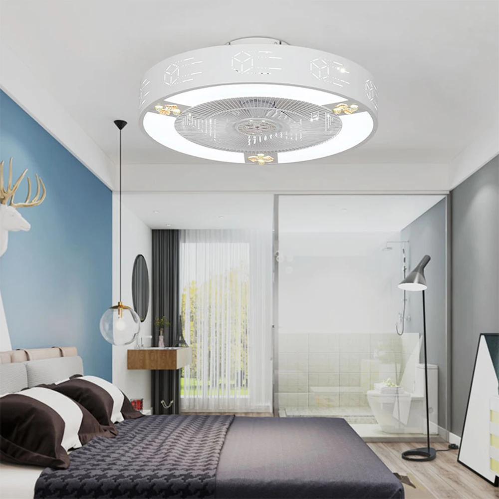 Потолочный вентилятор 50 см светодиодные лампы современный минималистичный