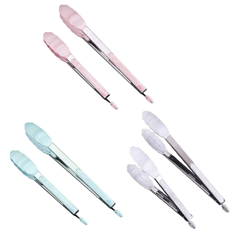 

Kitchen Food Clip 2PCS/Set Bread Doughnut Clip Stainless Steel Silicone Pointed Forceps Barbecue Clip 12 /9 Inches