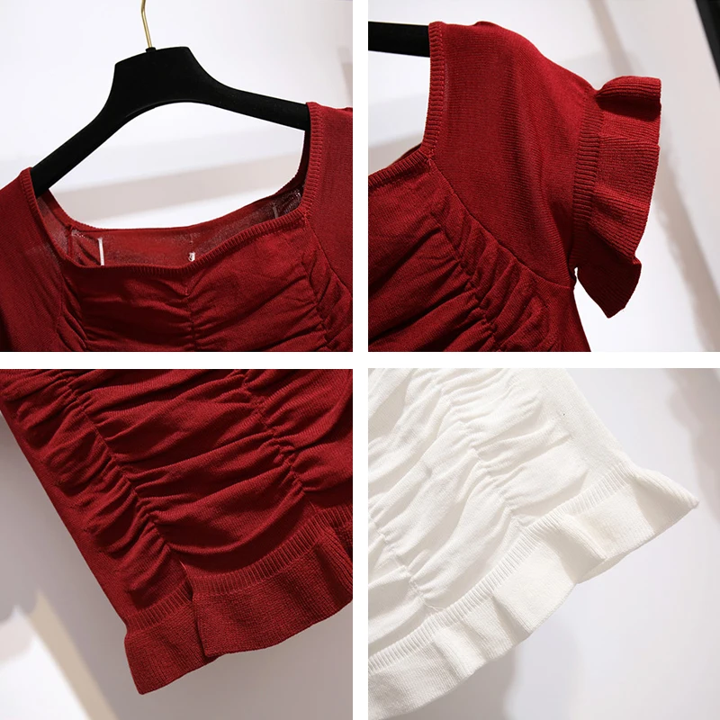 Женский костюм-двойка Trytree однотонный плиссированный топ с квадратным