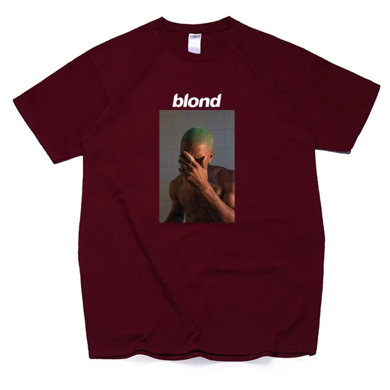 T99A-Deepred Мужская футболка Frank Ocean Blonde хип-хоп Rap, футболка унисекс, хлопок, футболка Homme Singer Harajuku, рубашка - Цвет: T99A-Deepred