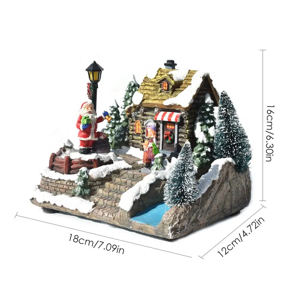 

Christmas Glowing LED Light Music House Exquisite Crafts Cottage Christmas Tree Santa Claus Decorations Ornament Gifts
