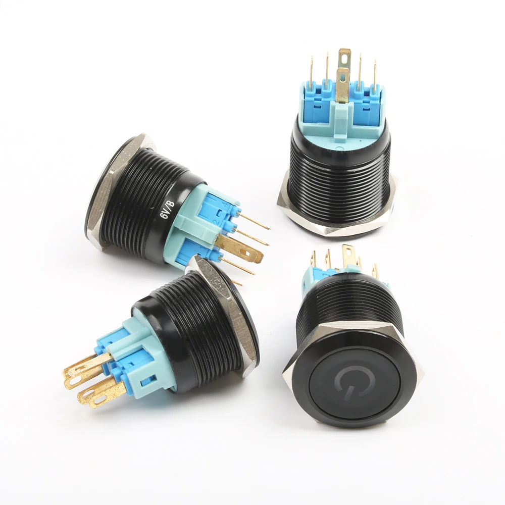 22 мм алюминиевый черный металлический кнопочный переключатель led power mark ring