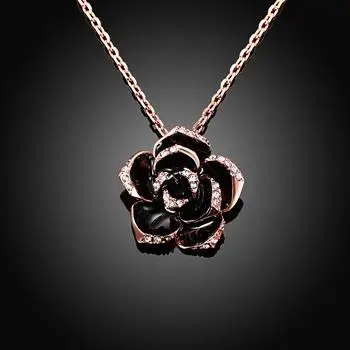 

Eco-friendly rose gold rose flower pendant ladies necklace N009 LKN18KRGPN613