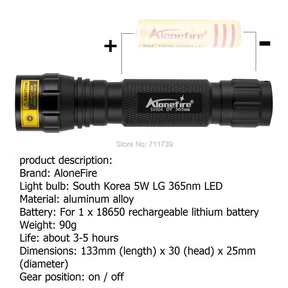AloneFire SV004 LG ультрафиолетовый светильник 5 Вт высокой мощности 365nm/395nm УФ-вспышка светильник УФ-черный светильник детектор пятен мочи для домашних животных скорпион