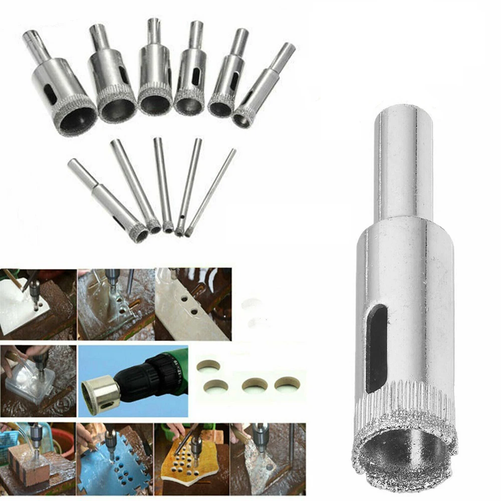 10 шт./компл. 3 14 мм алмазные сверла отверстие пилы резак стекло керамическая