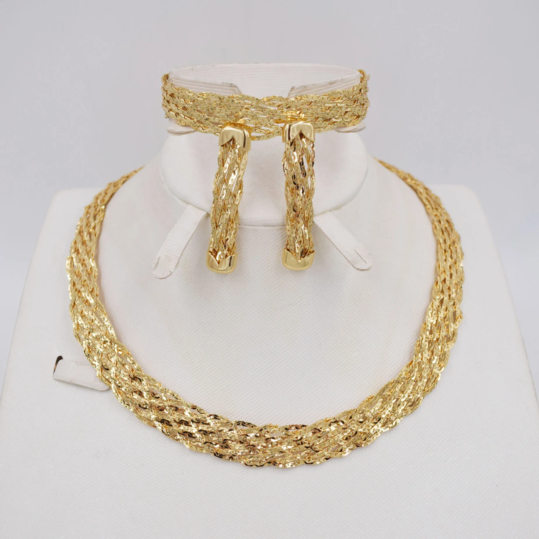 Дубай золотые ювелирные изделия 3 тона наборы нигерийские Свадебные африканские