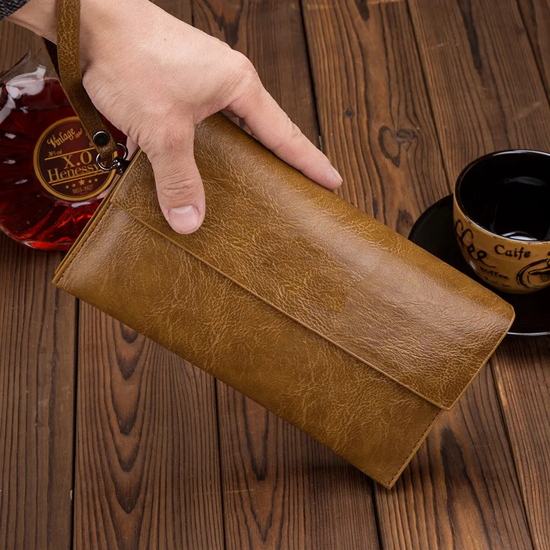 

Men's clutch bag with cover bag pu leather men's hand bag folder casual business bag