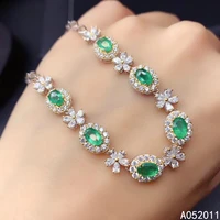 kjjeaxcmy fine jewelry natural emerald 925 sterling silver luxury new girl gemstone hand bracelet support test hot selling