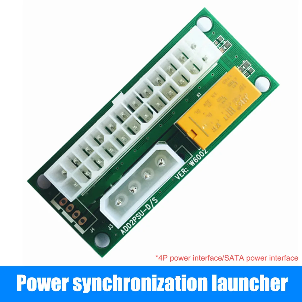 

Add Dual PSU Power Supply Sync Adapter ATX 24Pin To 4pin Molex Synchronous Connector Riser Cable Miner Mining
