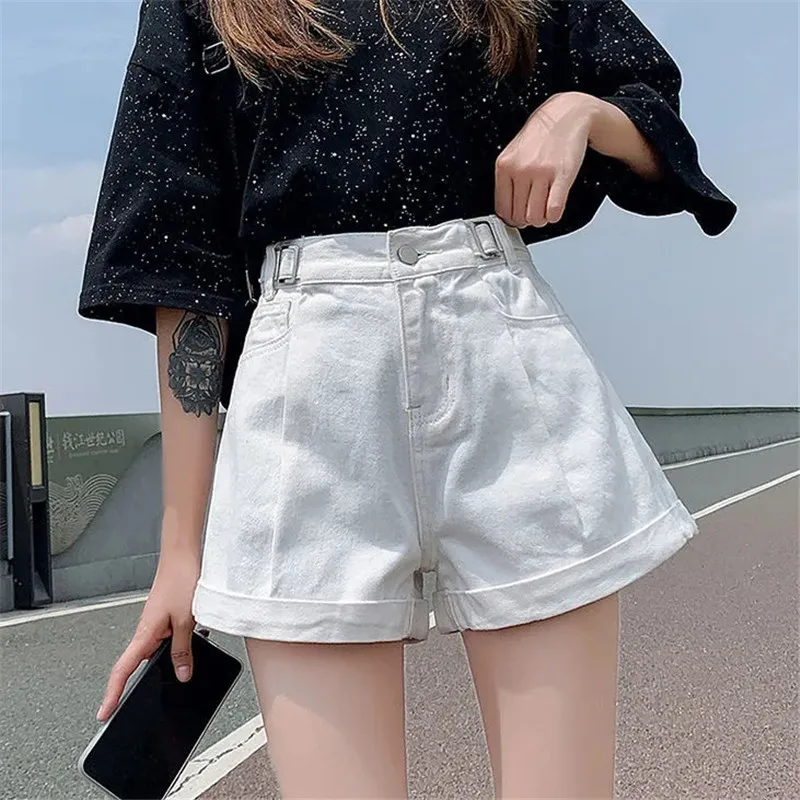 

Fashion Jeans Shorts Women Pink High Waist Denim Shorts Female Comfortable Wide Legs Pants Streetwear Clothing Oversize Summer