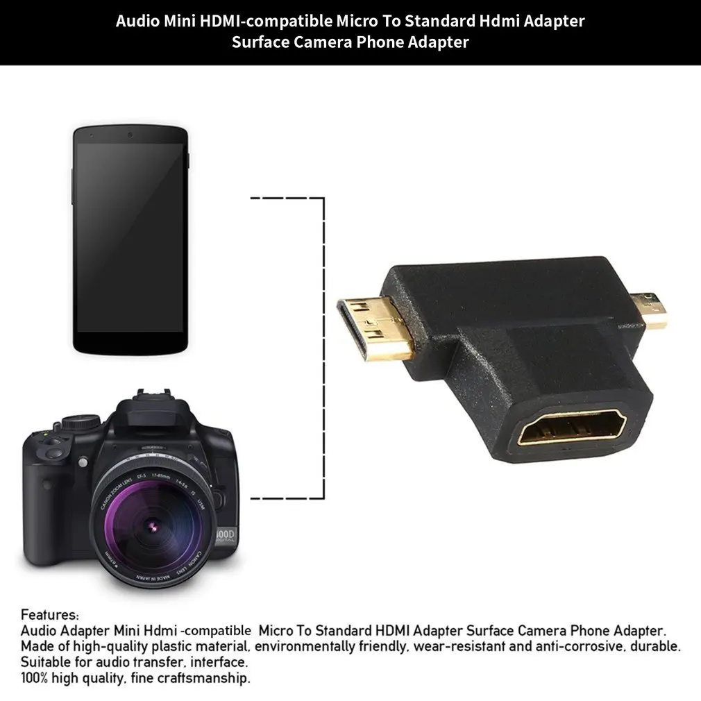 

Audio Adapter Mini HDMI-compatible Micro To Standard HDMI-compatible Adapter Surface Camera Phone Adapter