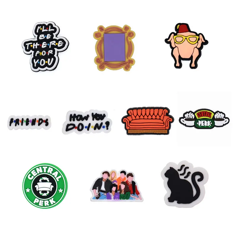 1pcs Funny chicken Shoe Charms Accessories DIY cat Coffee Turkey Shoe Decorations fit women croc Clog jibz Kid X-mas Party Gifts