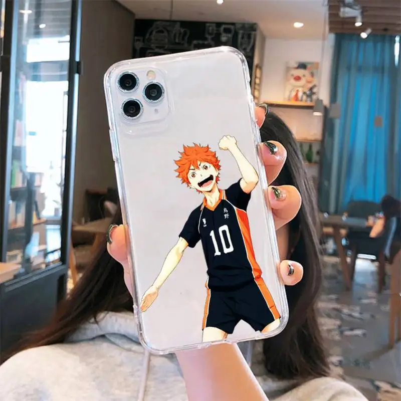 

Anime volleyball boy cut Phone Case Transparent for iPhone 6 7 8 11 12 s mini pro X XS XR MAX Plus cover funda shell