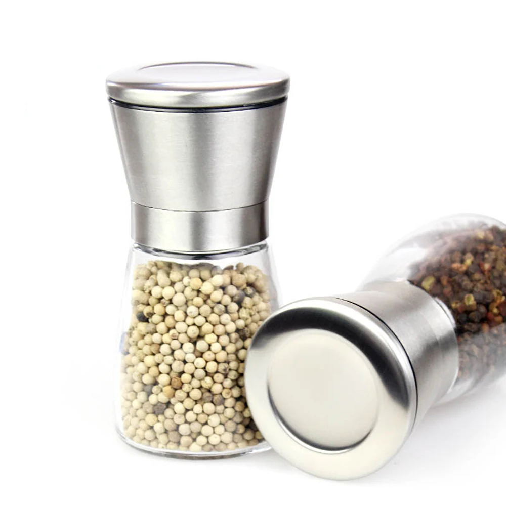 

1PC 304 Stainless Steel Manual Pepper Mill Salt Spice Grinder Kitchen GrindingTool Coffee Grinder Glass Pepper Grinder Bottle