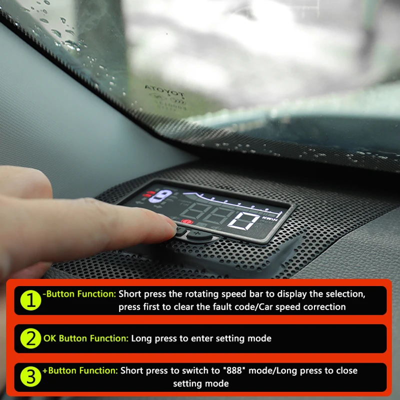 QHCP Автомобильный дисплей на голову HUD безопасный экран для вождения скрытый HD