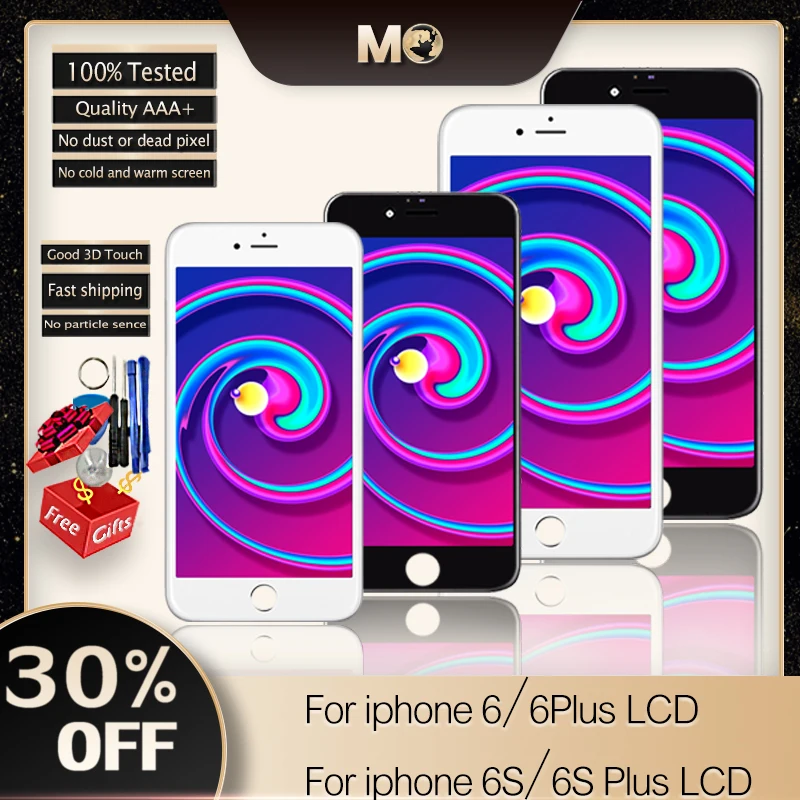 100% AAA + ЖК дисплей для iPhone 6/6Plus/6S/6S Plus сенсорный экран с 3D сенсорным дигитайзером в