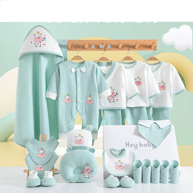 

Newborn Clothes Supplies Cuddle Quilt Set Cotton Cartoon Printing Four Seasons Full Moon Hundred Days Gift Without Box XB101