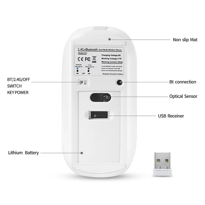 Металлический Bluetooth и 2 4G беспроводная мышь сплав ультра тонкий перезарядки