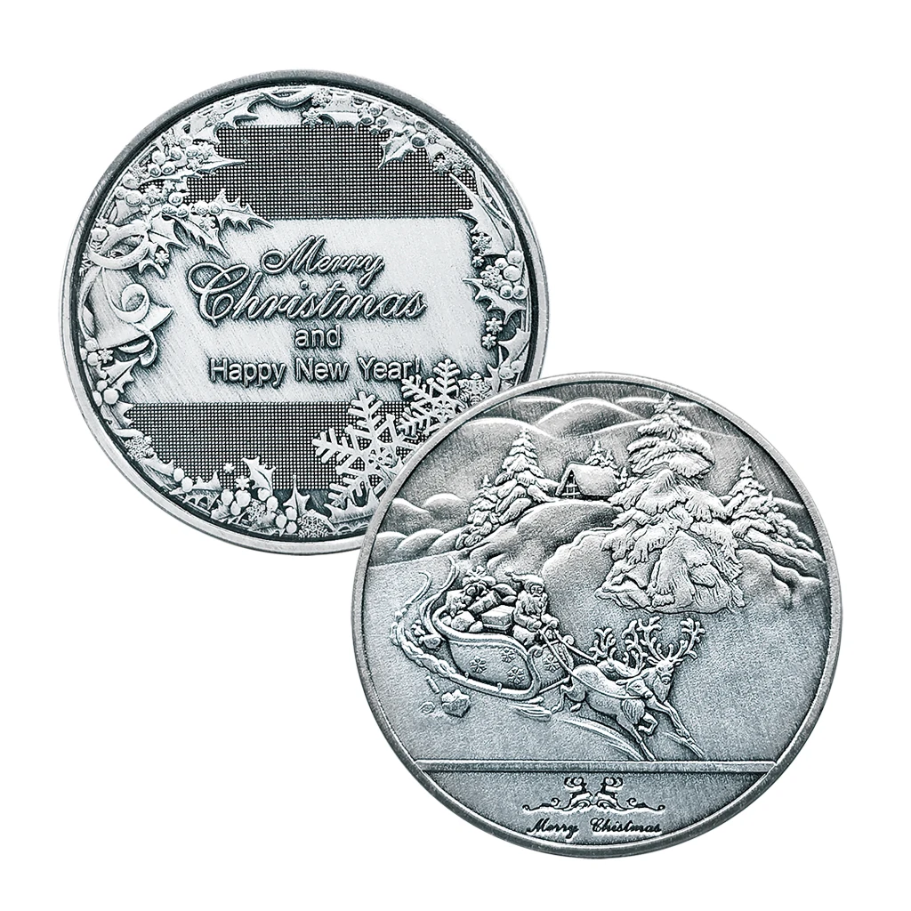 

1pc/set Merry Christmas Commemorative Coins 40mm Gifts Collections Badge
