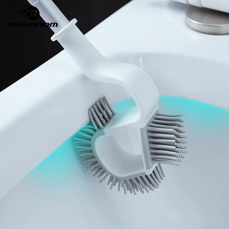 silicone toilet brush tpr double sided toilet brush rubber head holder toilet cleaning set household floor bathroom accessories free global shipping
