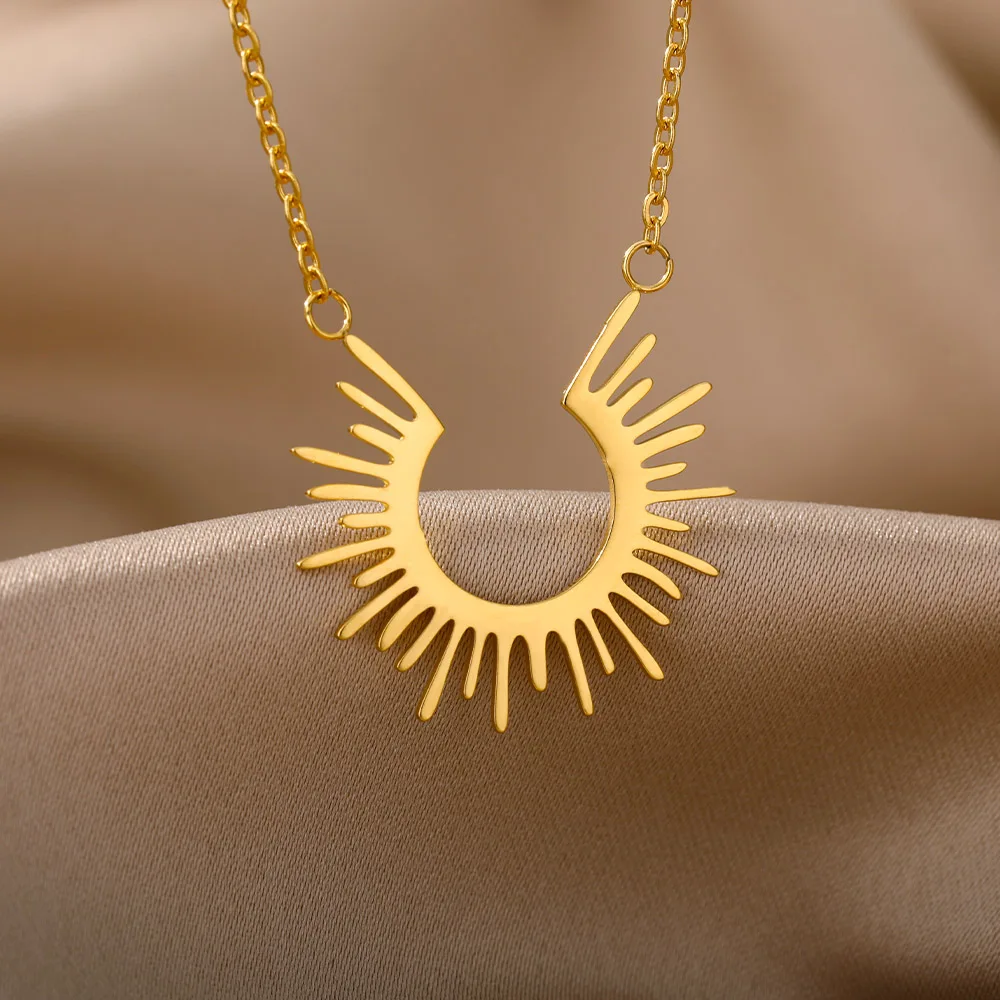 

Vintage Sun Flower Choker Pendant Necklaces For Women Men Boho Sunburst Party Accessories Jewelry Gift Collares Bijoux Femme