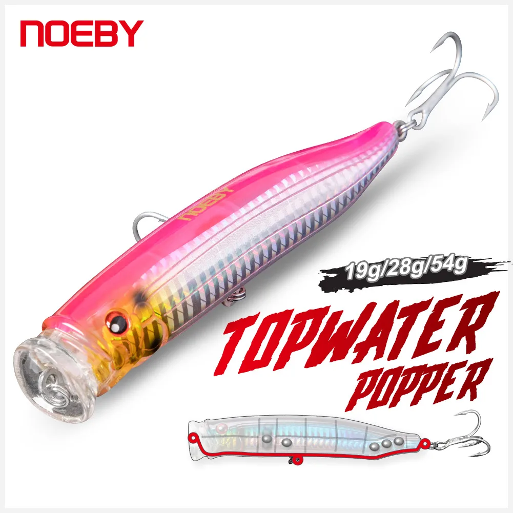 Noeby Popper, turna ton balığı avlama sahte yemli olta takımı için 10 cm20g 12 cm29g 15 cm55g üst su yapay balık avı sert yem yalpalama