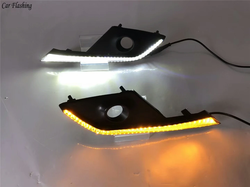CSGJMY 1 пара автомобильный DRL светодиодный светильник дневного света с желтой