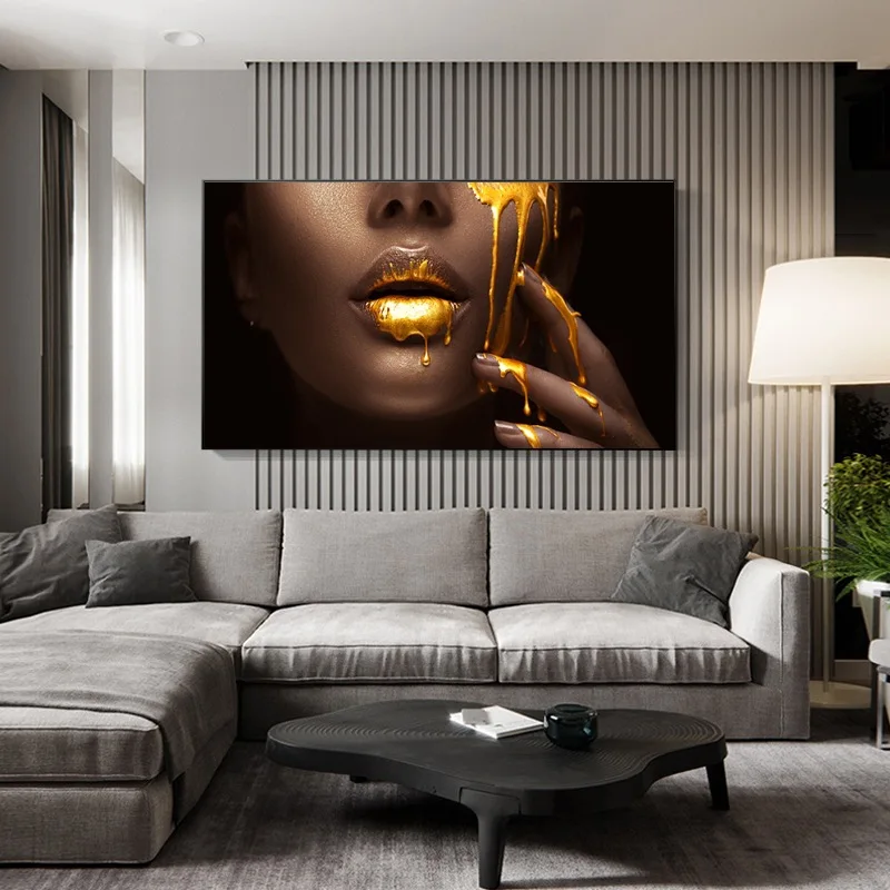 Черное золото Губы сексуальная африканская картина маслом на холсте куадро