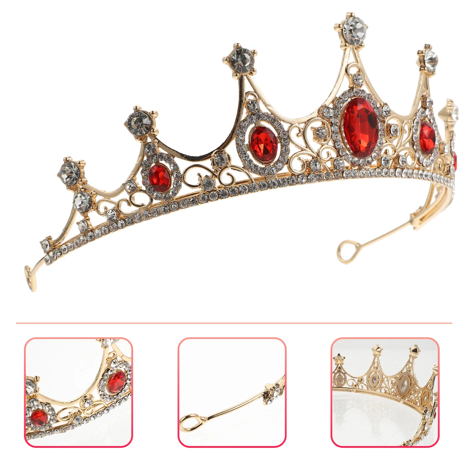 

1pc Exquisite Rhinestone Crown Girl Crown Headdress Party Ruby Tiara Prop