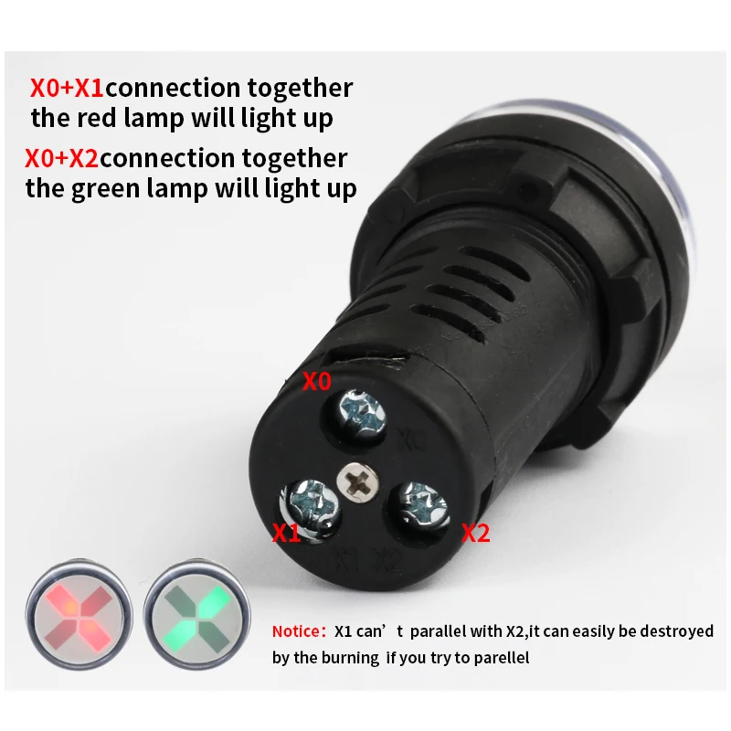 22 мм круглая световая лампа с изолирующим отверстием для установки двухцветная