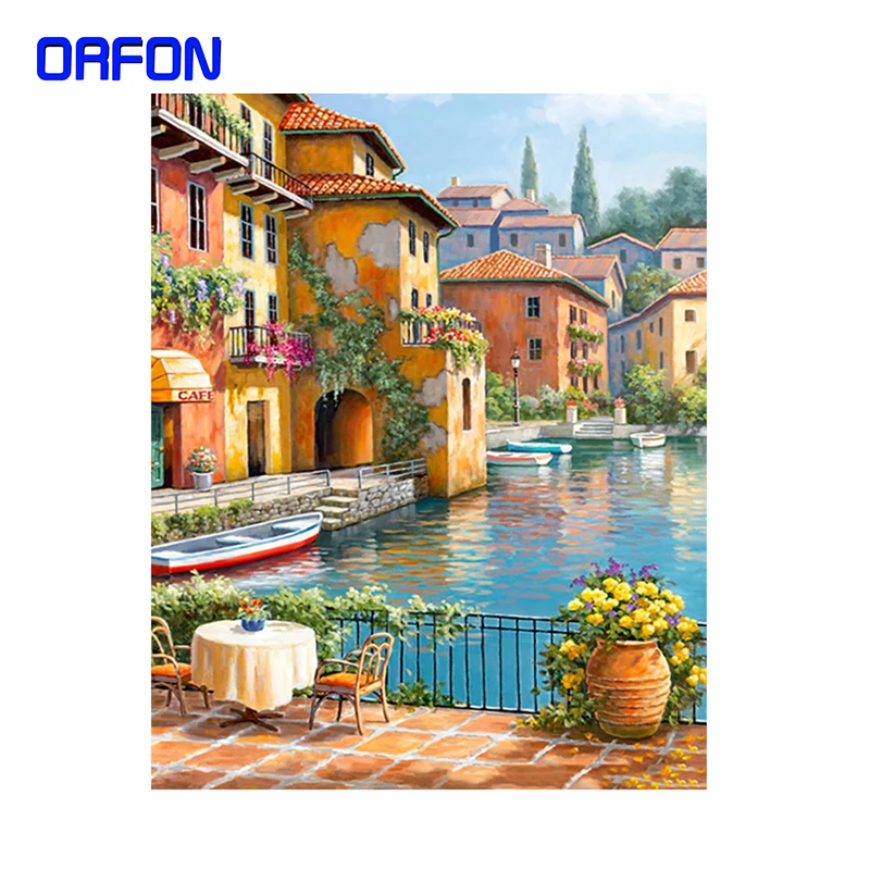 ORFON DIY картинки по номерам городские наборы Ручная роспись картина