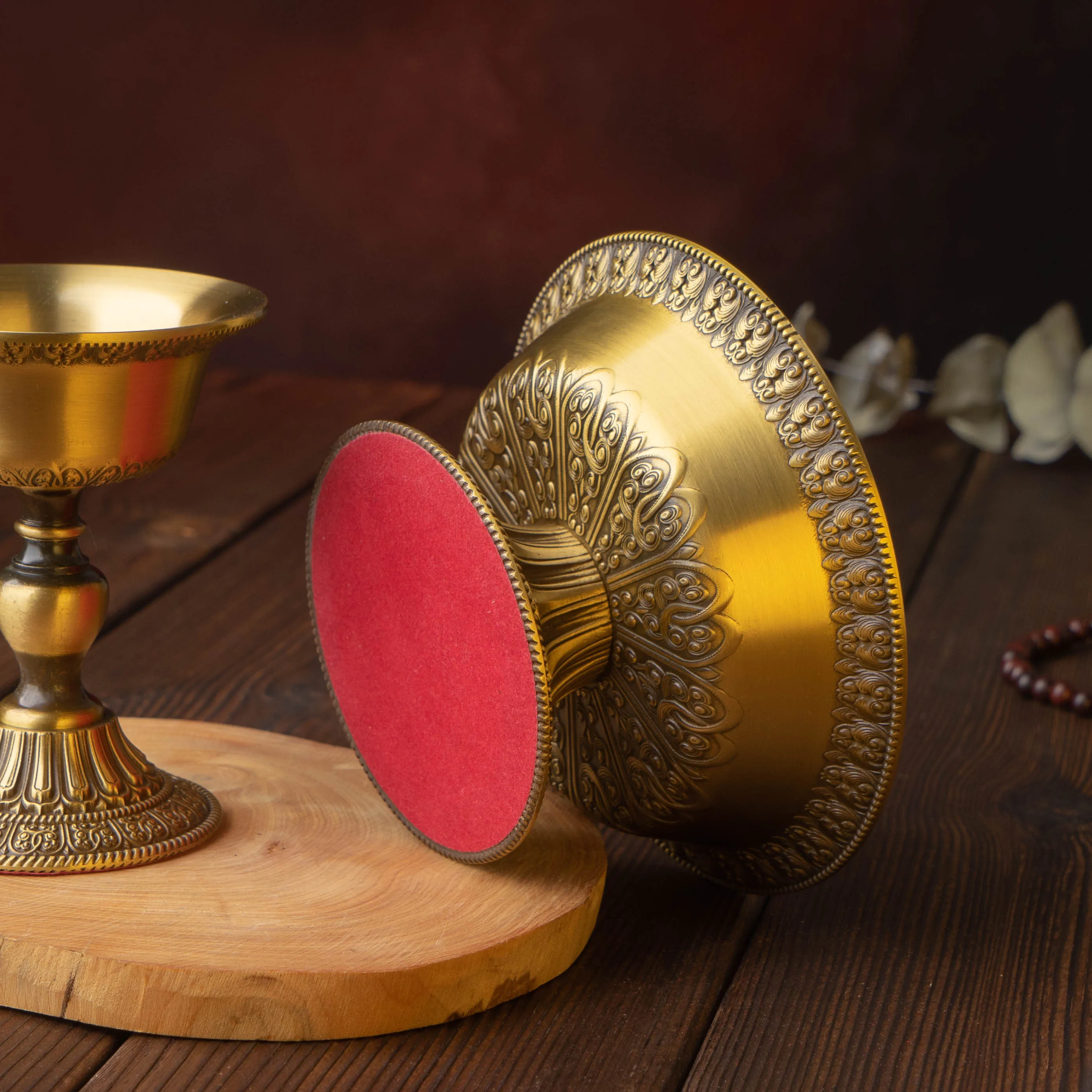 Тибетский медный утолщенный стакан дхарма декоративный поднос для медитации