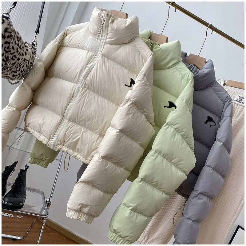 

Short Puffer Coat For Women 2021 New Fashion Stand Collar Plus Size Warm Solid Bread White Duck Down Jacket Winter Outwear