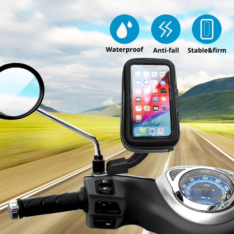 

Motorcycle Telephone Holder Bag for Xiaomi mi5/mi4/mi3 Moto Bicycle Rear View Mirror Stand Mount Waterproof Phone Holder Case