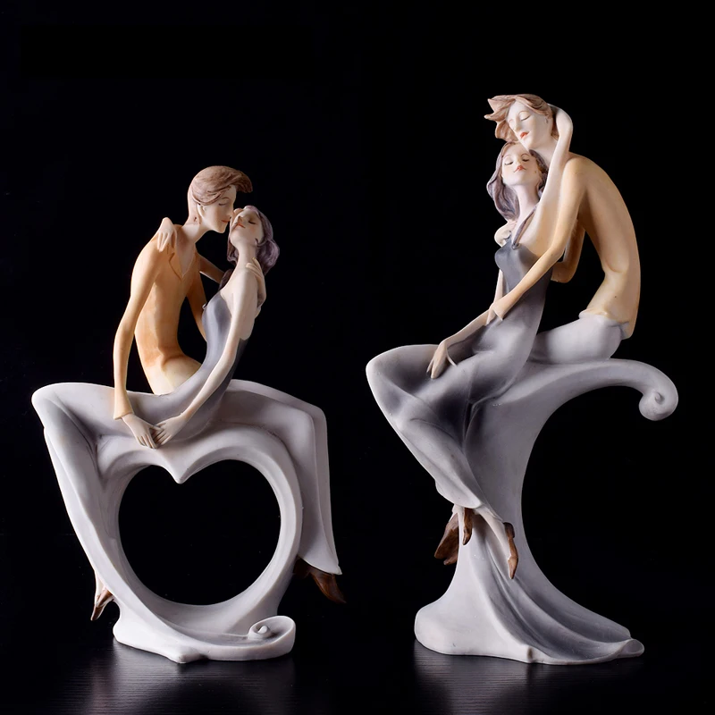 Современные смолы в виде жениха и невесты пара украшение статуи украшения