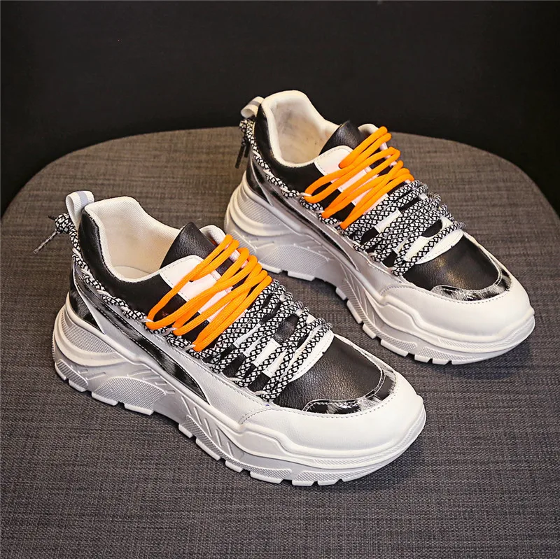 Женские кроссовки с леопардовым принтом модные на платформе со шнуровкой