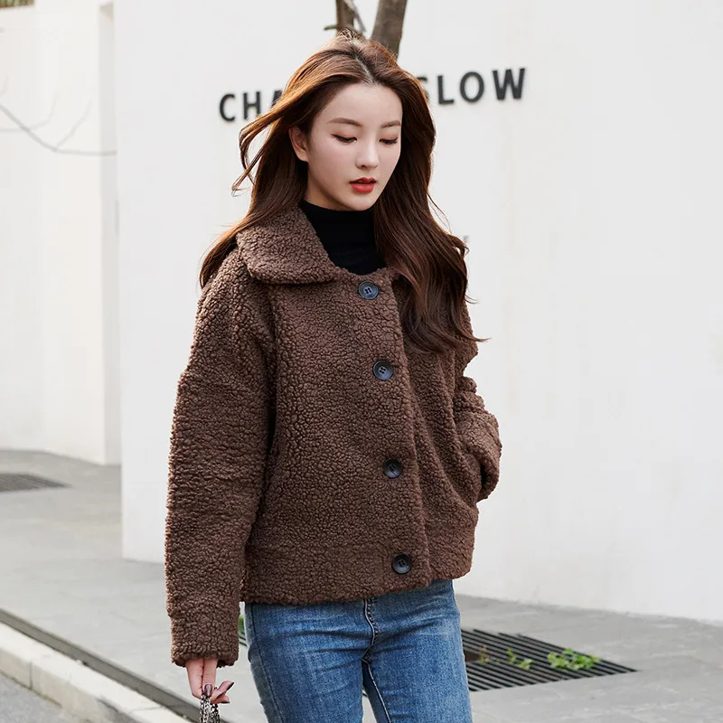 Лохматое длинное меховое пальто с отложным воротником женское осенне зимнее