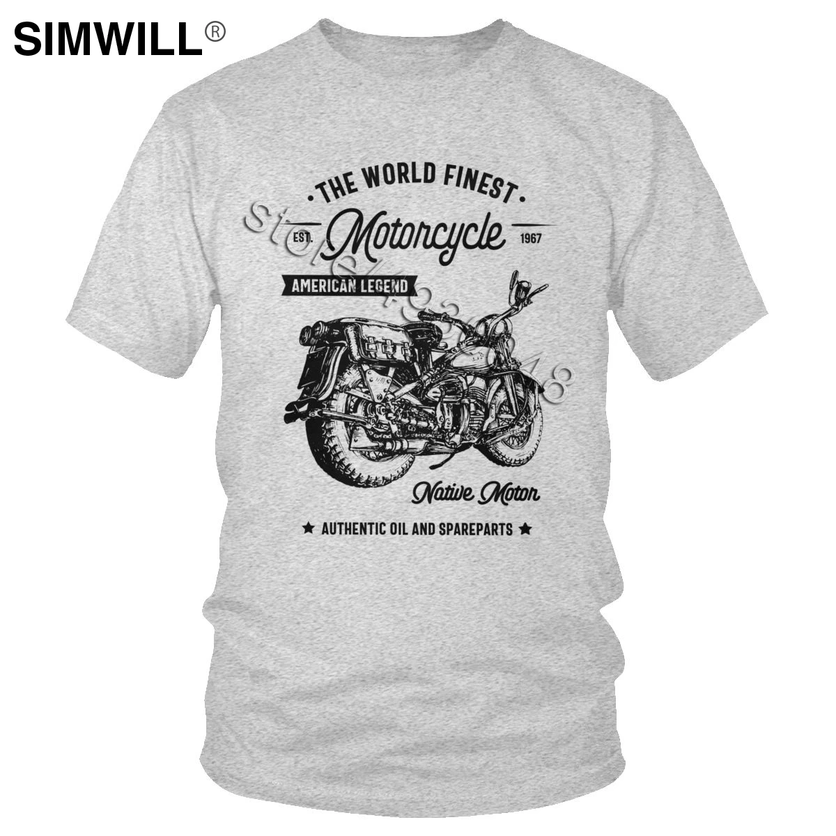 

The World Finest Motorcycle T-Shirt Classic Casual 100% Cotton T Shirt Men's Short Sleeved Crew Neck Vintage USA Rider Tee